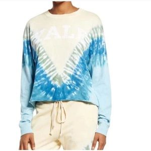 NWT- DAYDREAMER Yale Beach View Cropped Oversized Tie Dye Graphic Tee- B…